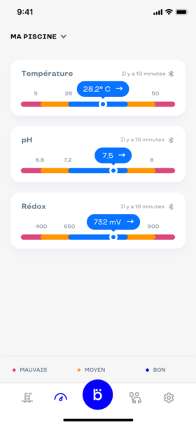 Retrouvez les valeurs de l'eau de votre piscine ou de votre spa